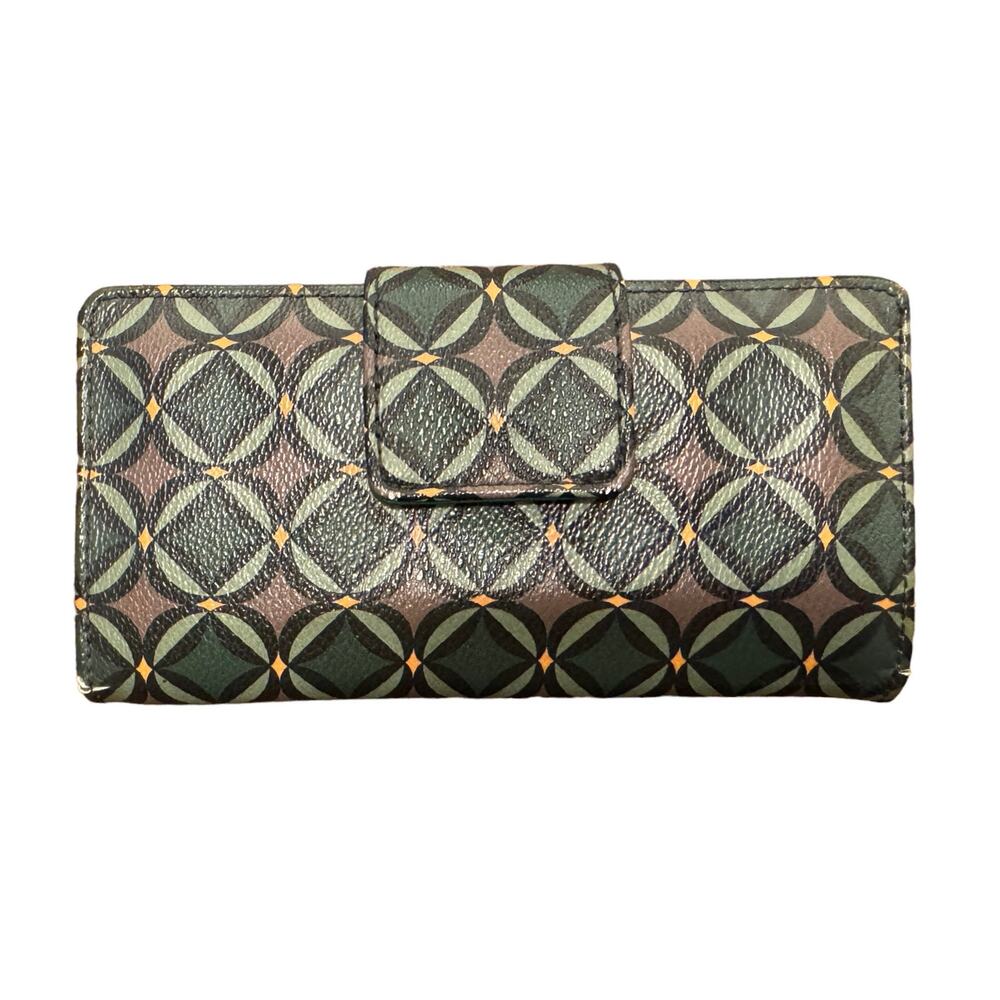 Fossil Long Wallet Patterned Green Snap Closure C… - image 7